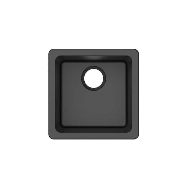 Winpro Black Granite Composite 17 in. Dual Mount Bar Sink