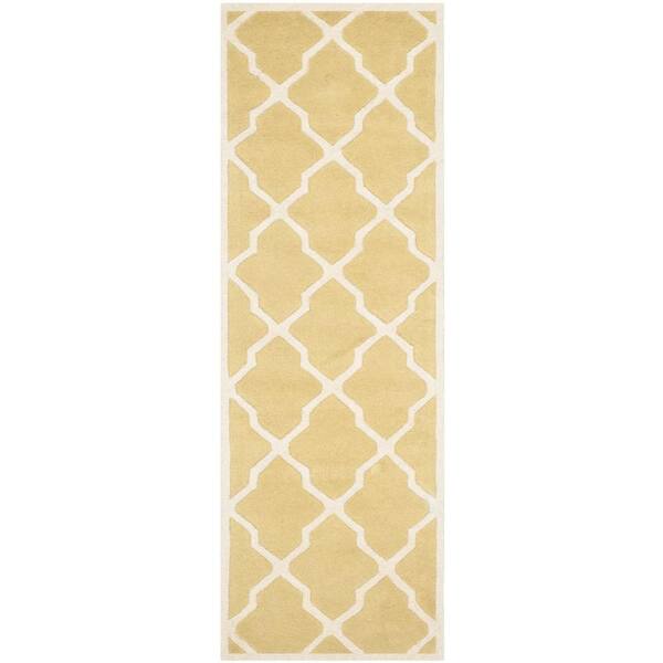 SAFAVIEH Chatham Light Gold/Ivory 2 ft. x 11 ft. Geometric Runner Rug