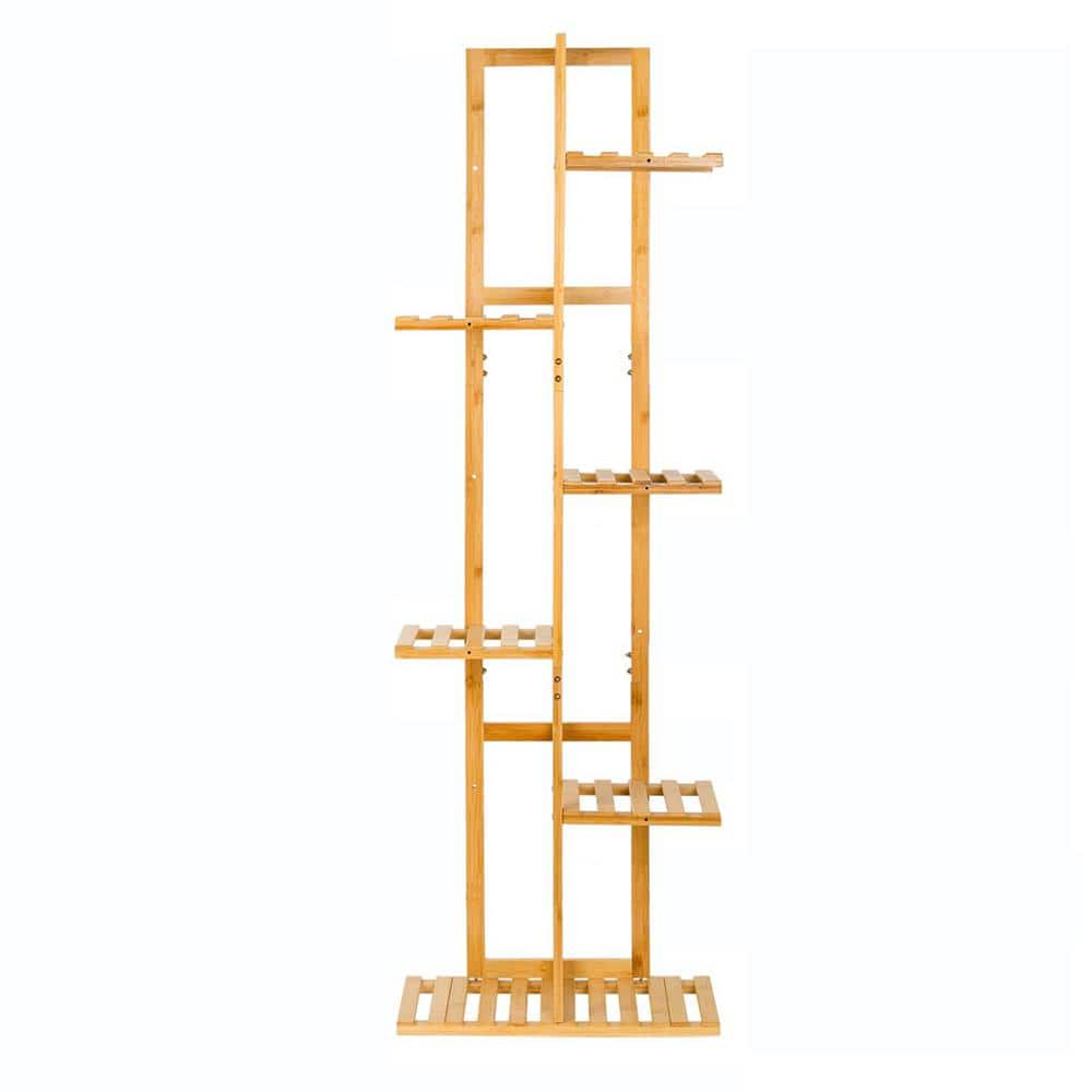 60 in. Tall Indoor/Outdoor Natural Bamboo Wood Plant Stand Planter Stand Pl