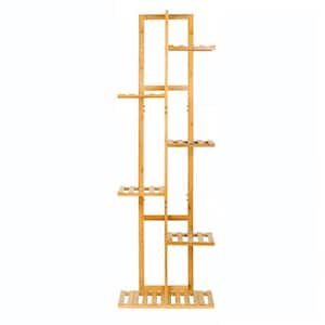 60 in. Tall Indoor/Outdoor Natural Bamboo Wood Plant Stand Planter Stand Plant Rack PlantStand (6-Tiered)