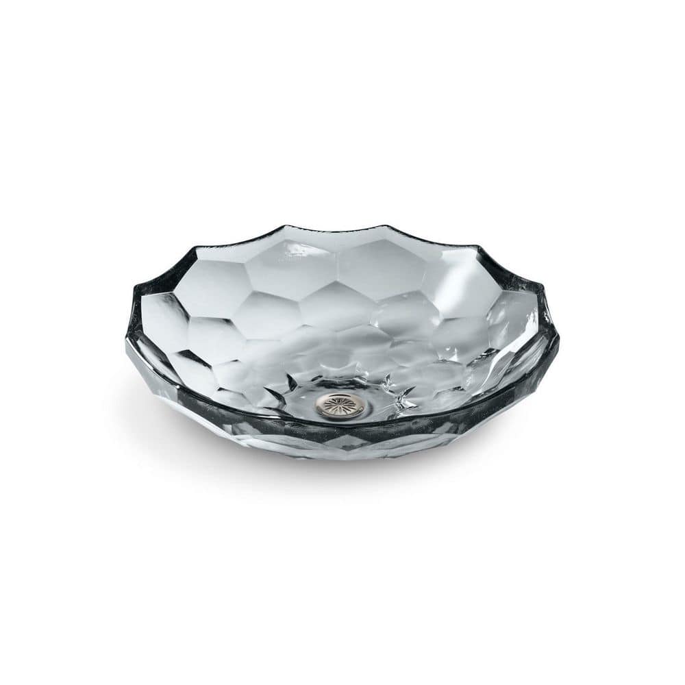 Briolette 17.5 in. Round Vessel Bathroom Sink in Ice Glass price history on PriceWatchPro