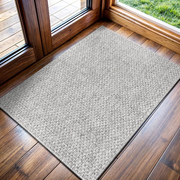Jutem Grey 2 ft. x 3 ft. Solid Indoor Area Rug