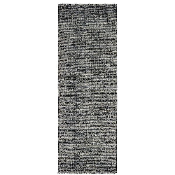 2 ft. x 8 ft. Black Solid Color Washable Area Rug