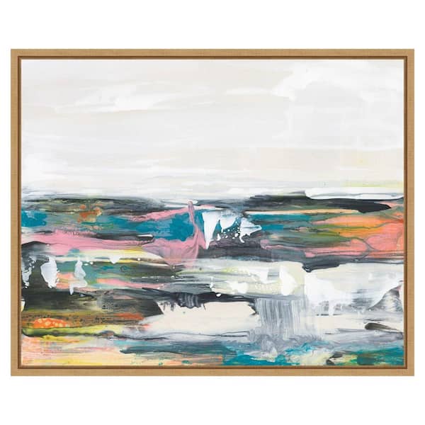 Amanti Art Happy Seascape II by Lila Bramma 28 in. W x 23 in. H. Canvas Wall Art Print Framed in Brown