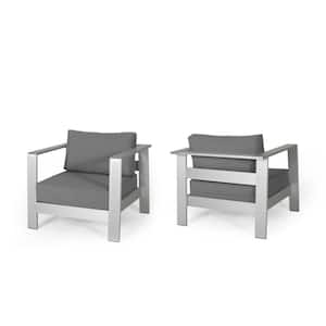 Bayport Silver Removable Cushions Aluminum Outdoor Lounge Chair with Grey Cushions (2-Pack)