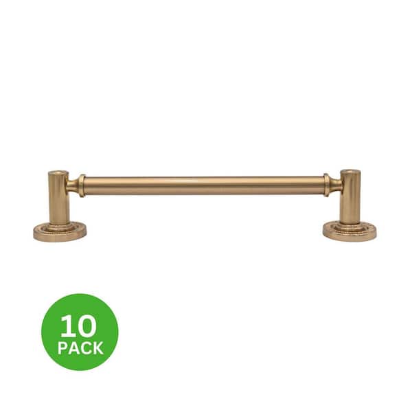 10-Pack Minted 6 in. (152 mm) Center-to-Center Traditional Satin Brass Bar Drawer Pull