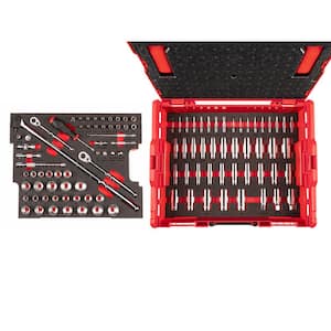1/4.3 in./8 in. Drive 6-Point Socket Set with Lid Insert in Stacking Tool Box, (5/32 - 1 in., 4 - 24 mm) (105-Piece)