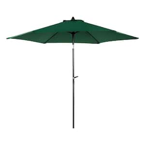 9 ft. Steel Outdoor Cantilever Market Push Button Tilt Patio Umbrella with Crank Lift in Dark Green