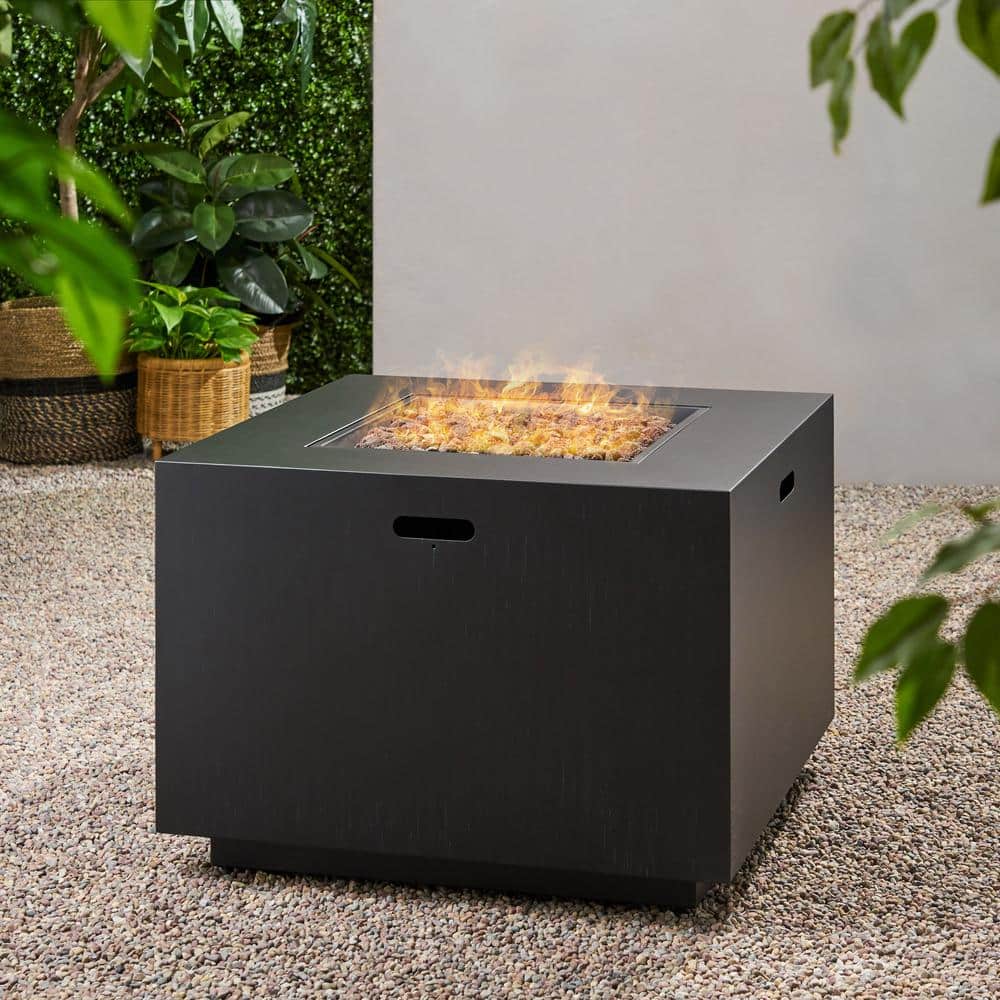 Gray Square Cast Iron Propane Gas Fire Pit Table