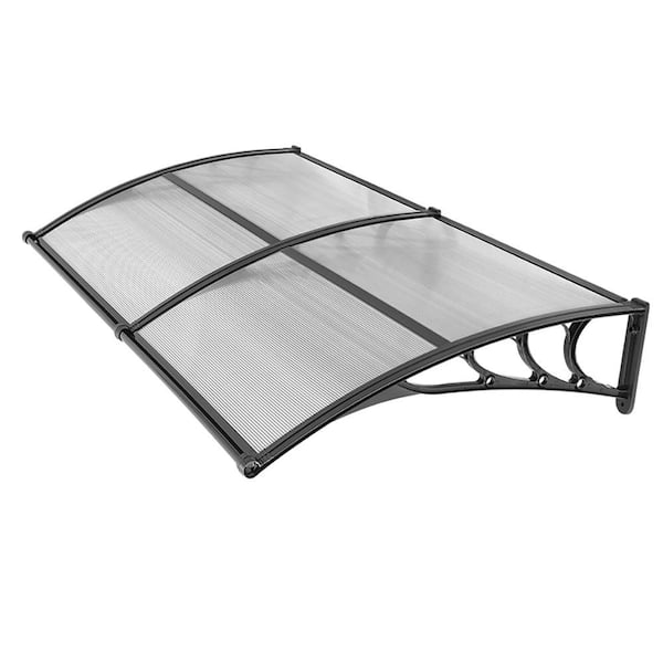 Door Entrance Awning, 38 x 78 in. Clear Polycarbonate Canopy with Drainage and ABS Bracket, Rain Snow Sun Protection