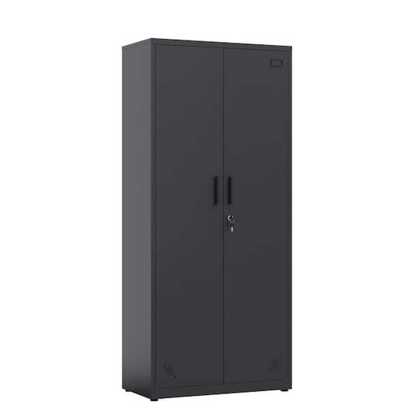CSC DECOR INC Black Metal Storage Cabinet with 2-Doors and 4