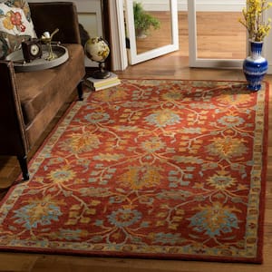 Heritage Red/Multi 6 ft. x 6 ft. Square Border Area Rug