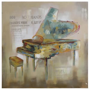 40 in. x 40 in. "Paris Piano" Hand Painted Contemporary Artwork