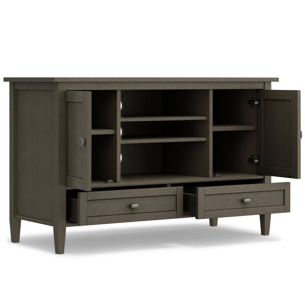 Farmhouse Gray Solid Wood TV Media Stand with Storage