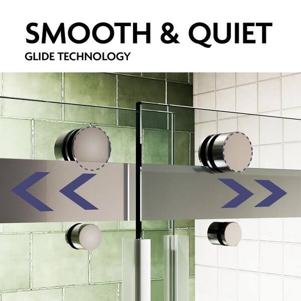 Glassic SP Series 60 in. W x 65 in. H Frameless Double Sliding