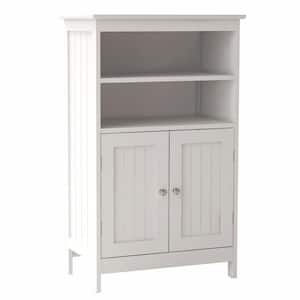 22 in. W x 12.99 in. D x 36.41 in. H White Linen Cabinet with 2 Doors and 2 Shelves