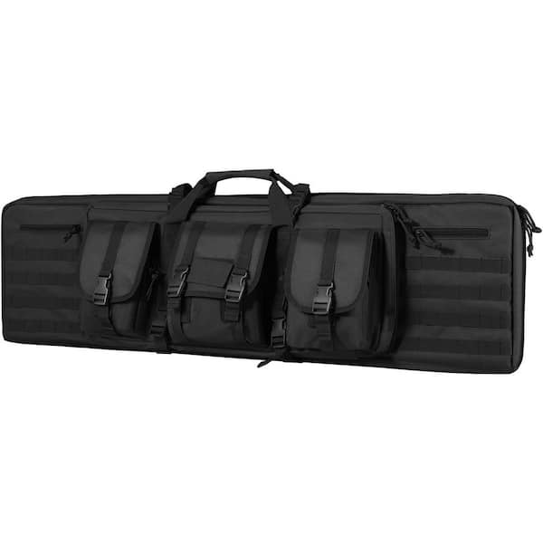 Rifle Bag, 36 in. Black Backpacks, Tactical Double Long Gun Bag, Soft Rifle Case with Lockable Zipper, Portable Handle