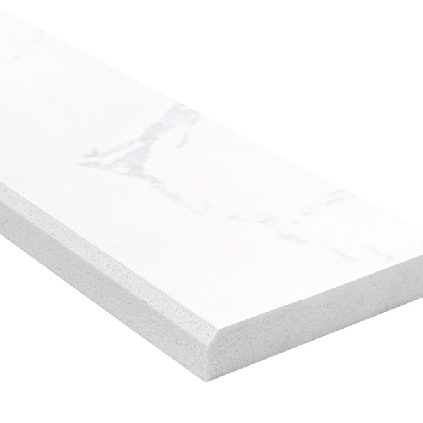 Carrara White 4 in. x 36 in. Polished Engineered Marble Double Beveled Threshold Tile (3 lin. ft. /Each)