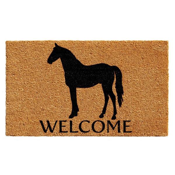 My Texas House Hello Natural/Black Coir Outdoor Welcome Doormat, 30 inch x 48 inch