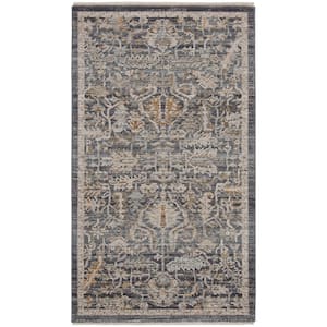 Lynx Navy Multicolor 3 ft. x 5 ft. All-Over Design Transitional Area Rug