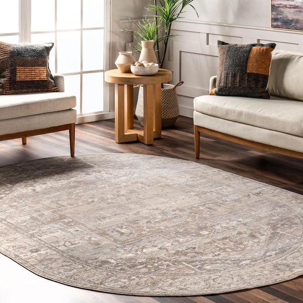 Ehtel Medallion Fringe Silver 4 ft. x 6 ft. Indoor Oval Rug