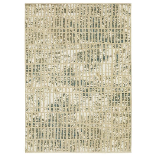 8 X 11 Beige, Blue Geometric Washable Area Rug Runner Rug