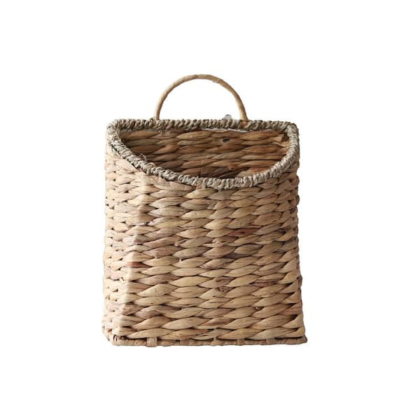 Woven Fabric Hanging Basket Water Hyacinth Hanging Wall Basket Wicker Handmade Baskets for Garden Farmhouse Home