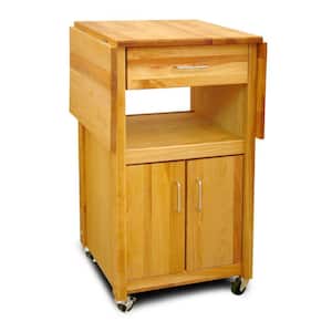 Natural Wood Kitchen Cart with Storage