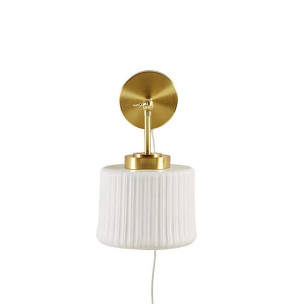 Luminex 7.5 in. 1 light Gold/White Wall Sconce