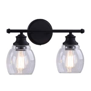 15 in. 1-Light Oil Rubbed Bronze Vanity Light with Clear Glass Shade