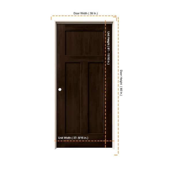 ダークブラウン60 JELD-WEN 36 in. x 80 in. Craftsman Espresso Stain Right-Hand Solid