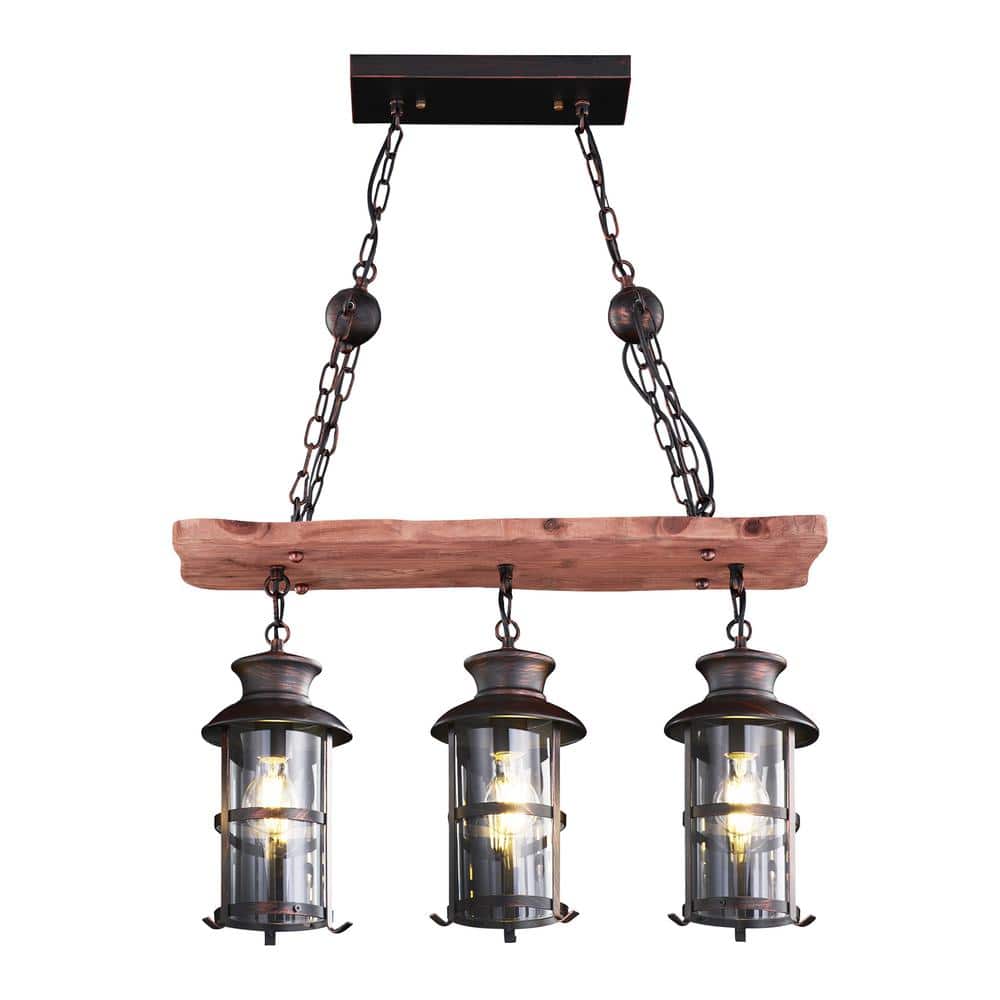 Borgo 3-Lights Antique Bronze Lantern Chandelier with Glass Shades price history on PriceWatchPro