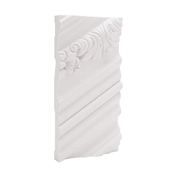 ORAC DECOR 3/4 in. D x 15-3/4 in. W x 4 in. L Chevron Acanthus Primed White Polyurethane 3D Wall Covering Panel Moulding Sample