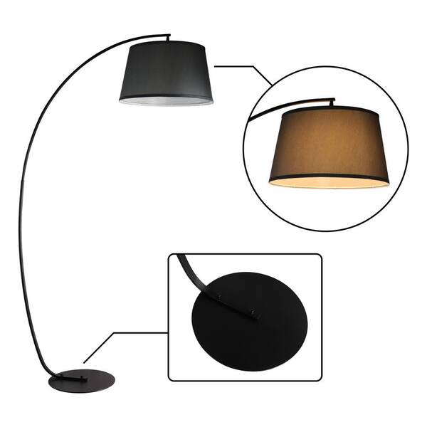 Black Metal Shelf Floor Lamp With, Grey Lampshade For Floor Lamp