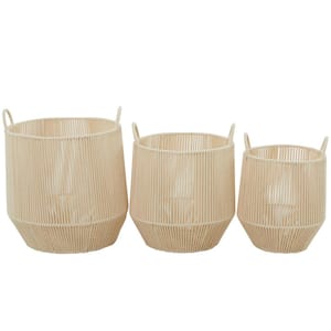 Cotton Handmade Storage Basket with Handles (Set of 3)