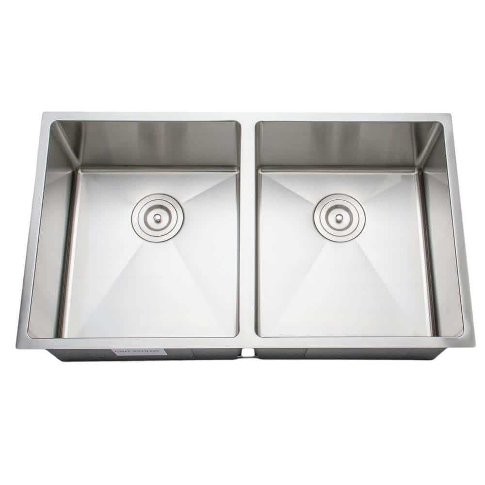 33'' Matte Stainless Steel Double Bowl Undermount Kitchen Sink