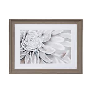 23.5 in. x 17.5 in. Blooming Gray Flower Print in Rectangular Brown Frame