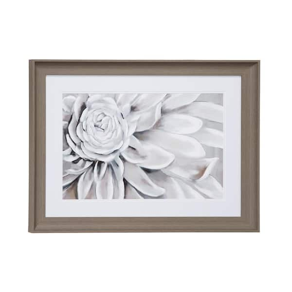 Litton Lane 23.5 in. x 17.5 in. Blooming Gray Flower Print in ...