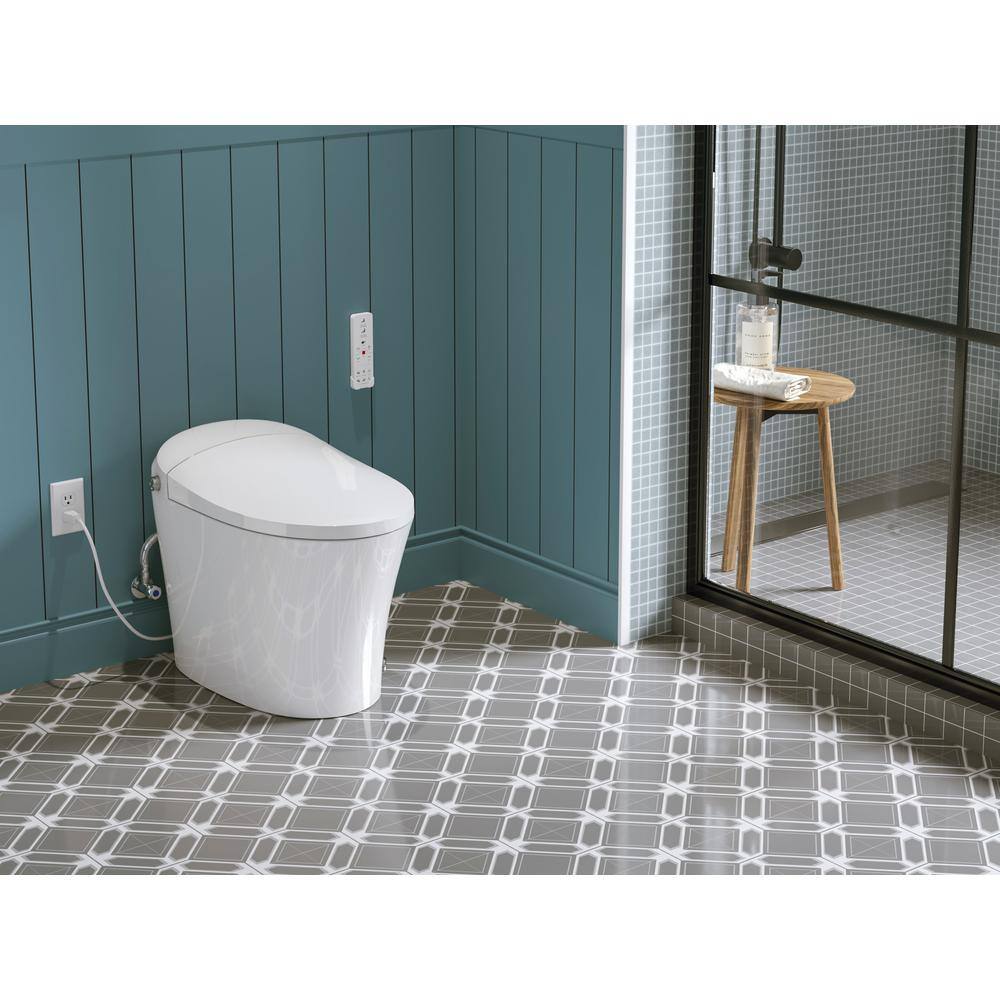 Elongated White Ceramic Smart Bidet Toilet with Dual Flush