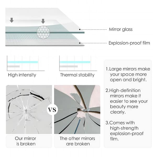 60 in. x 80 in. Composite, MDF, 2 Lite, Mirrored Glass, Primed, White Interior Door Slab With Black Goal Doorknob
