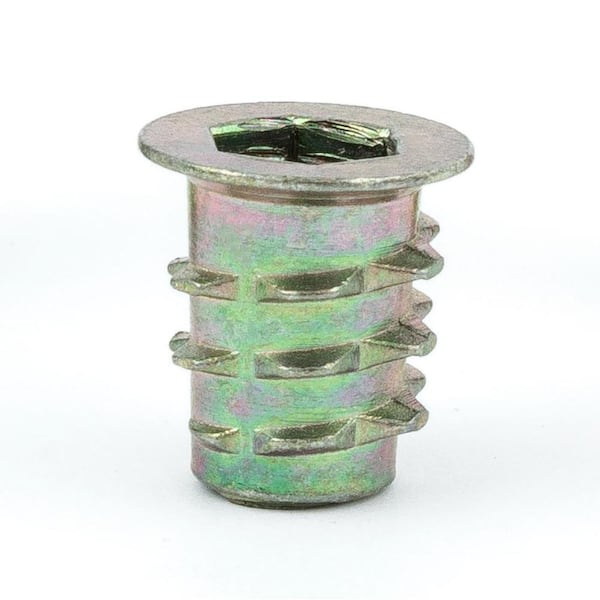 E-Z LOK 1/4 in-20 tpi E-Z Hex Threaded Insert for Soft Wood Flanged (100-Pack); Flanged; .51 in. length