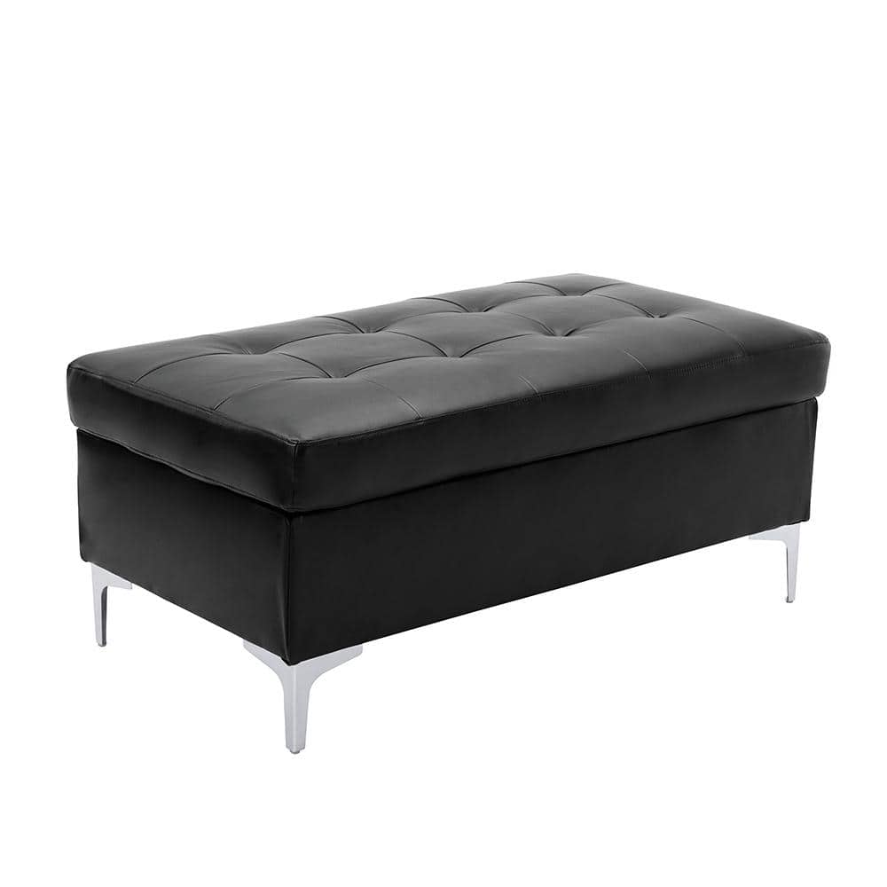 Barrington 45'' Black Tufted Modern Ottoman