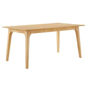 Juxtapose Oak Rubber Wood 63 in. in. in 4 Legs Dining Table for 6 Seats