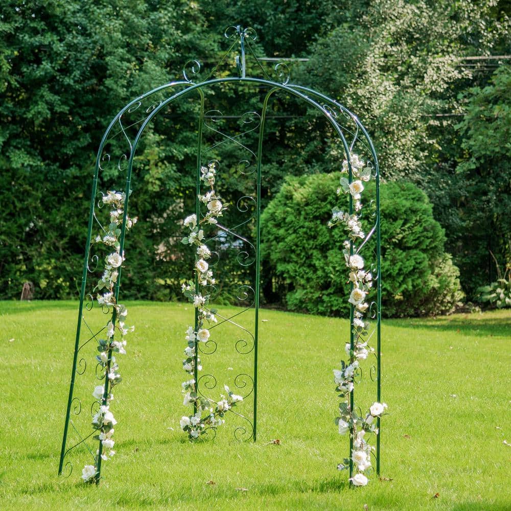 Hunter Green Metal Scroll Design Garden Trellis Arbor
