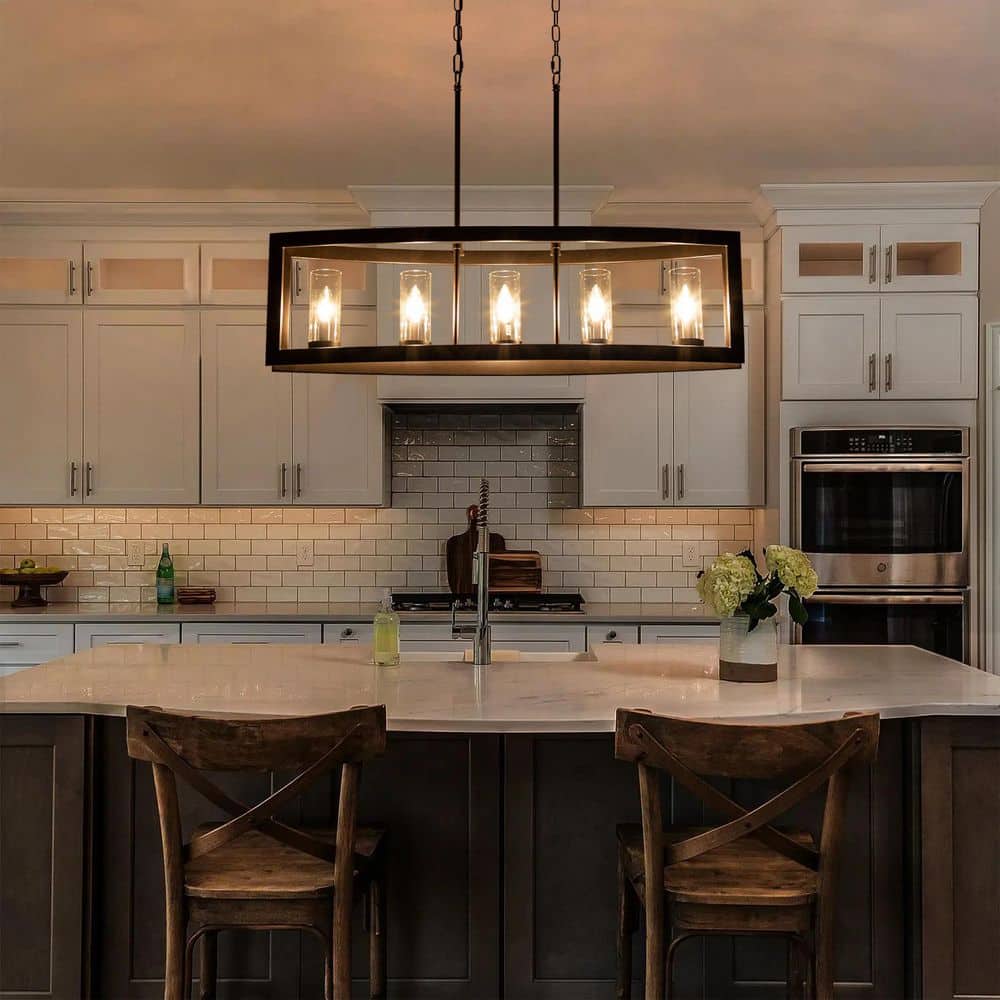 Oil Rubbed Bronze 5-Light Industrial Cage Pendant