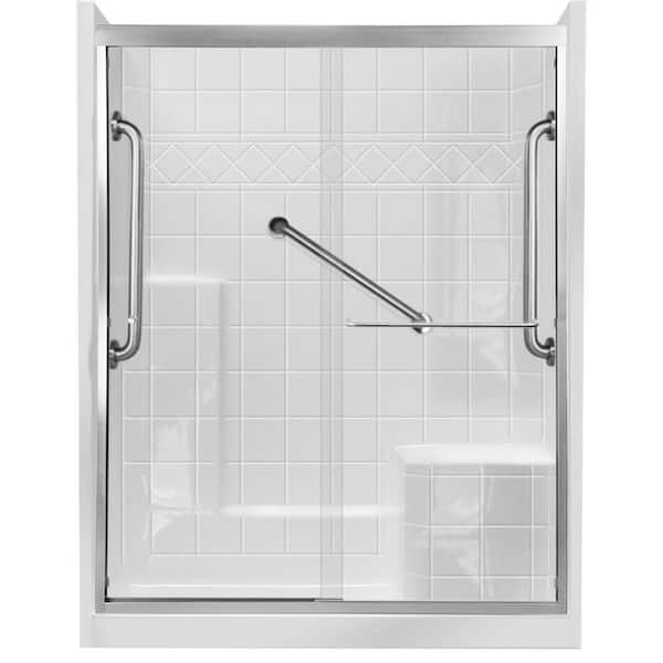 Ella 60 In. X 33 In. X 77 In. Left Drain 3-piece Alcove Shower Kit In 