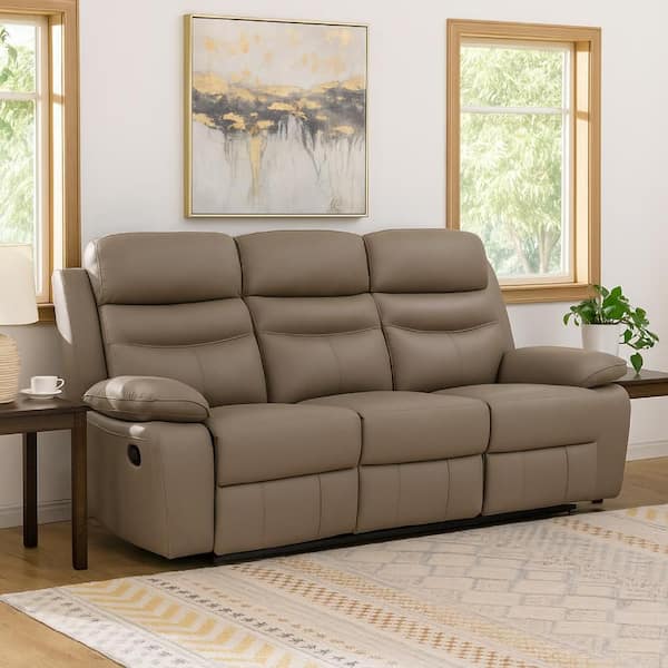 2 Piece Flannelette Recliner Living Room Set, Bonded Leather Couch 