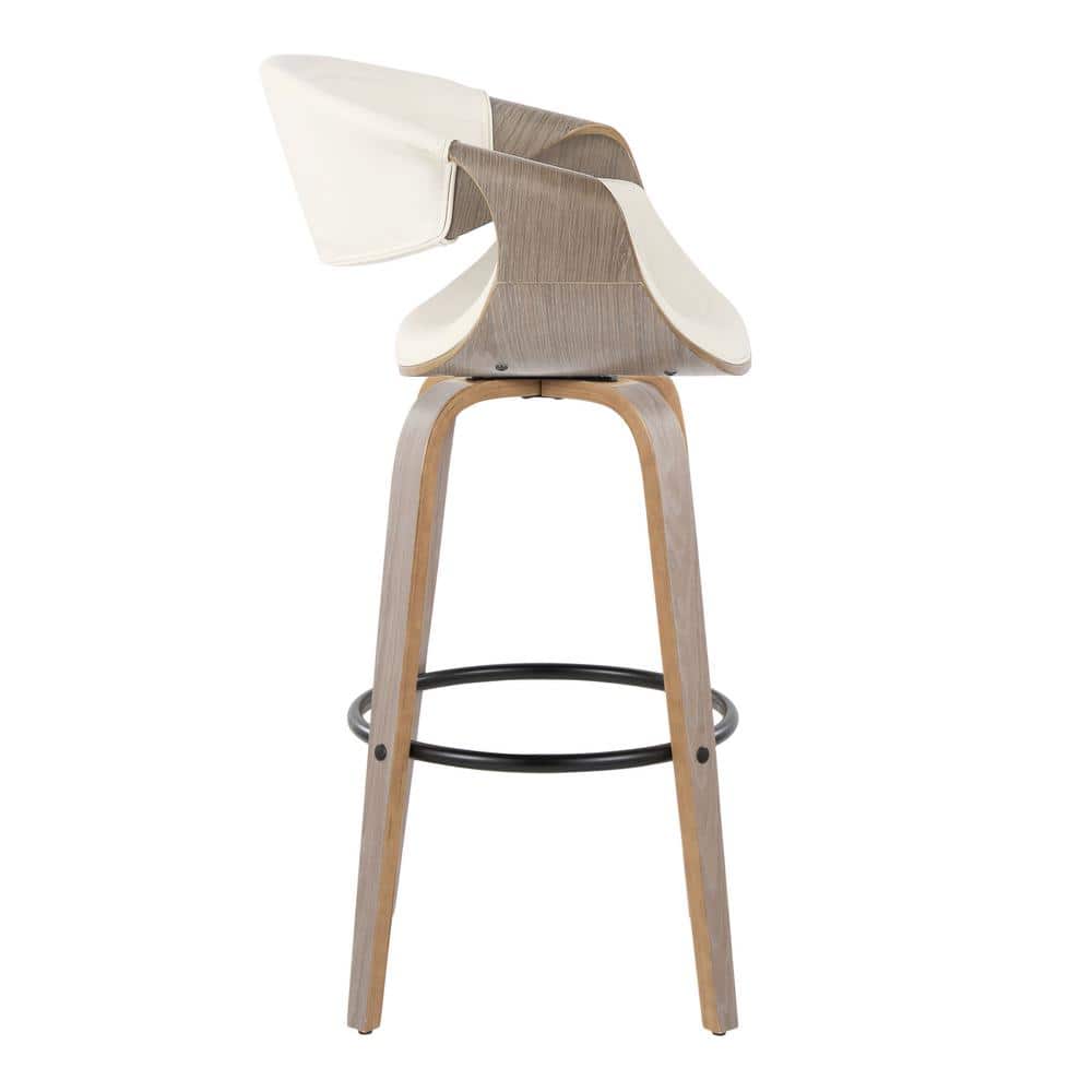 Symphony 22" White Wood and Metal Swivel Barstool Set