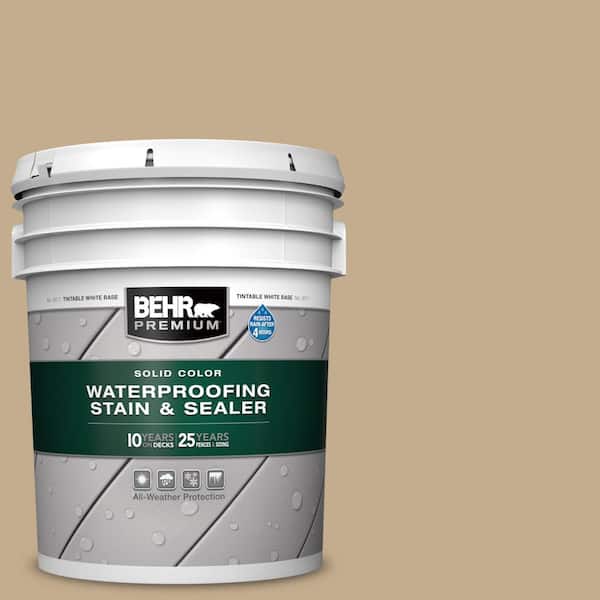 BEHR PREMIUM 5 gal. #BXC-07 Palomino Tan Solid Color Waterproofing Exterior Wood Stain and Sealer