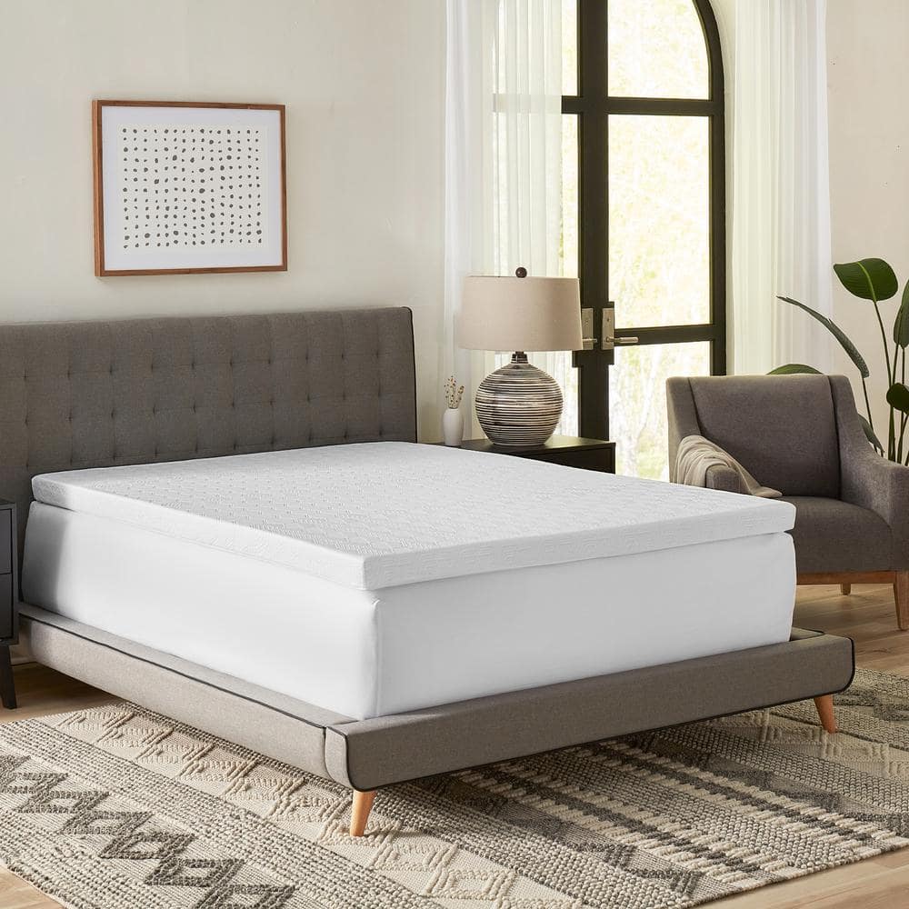 Firm Mattress Topper Queen - 4 Inch Charcoal-Infused Memory